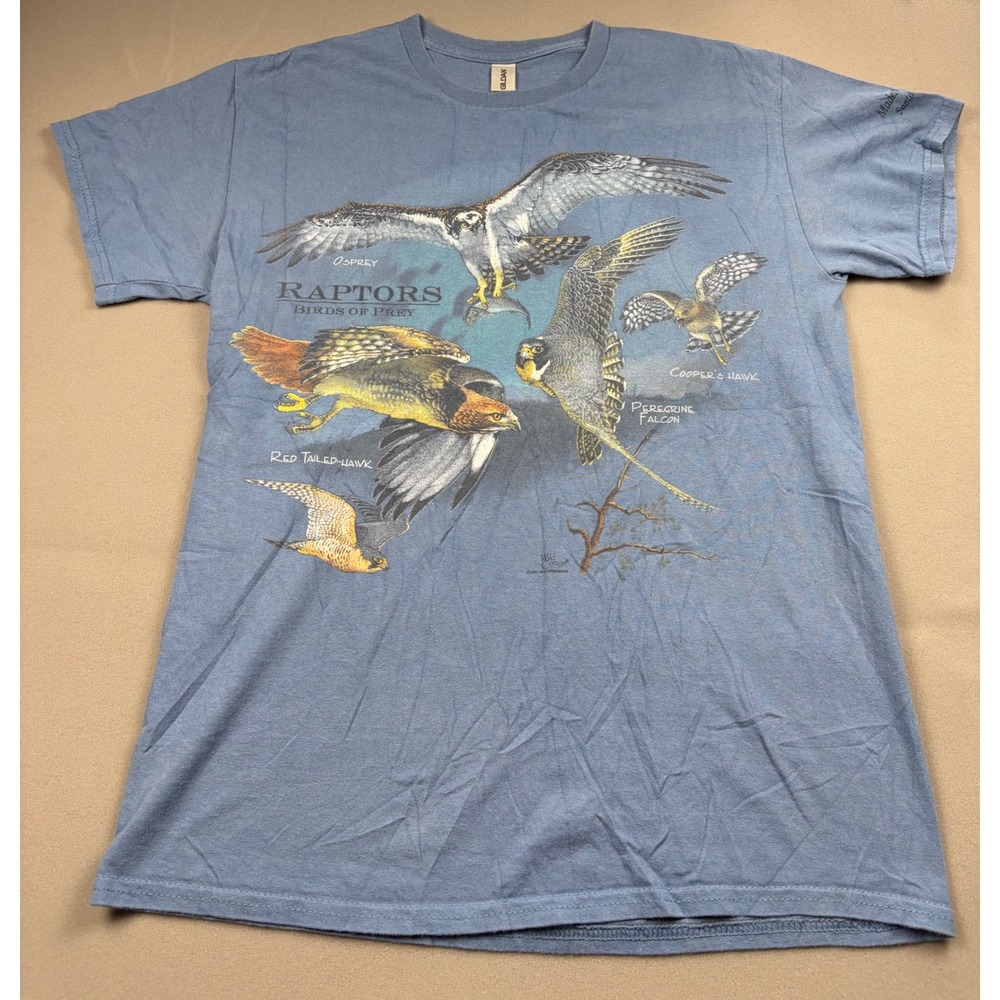 Wild Cotton Raptors Birds of Prey T-Shirt Mens Medium Blue Madera Canyon AZ Hawk